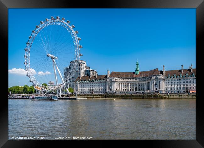 The London Eye Wheel and the Old London County Hall on the South Bank of the River Thames, London, UK Framed Print by Dave Collins