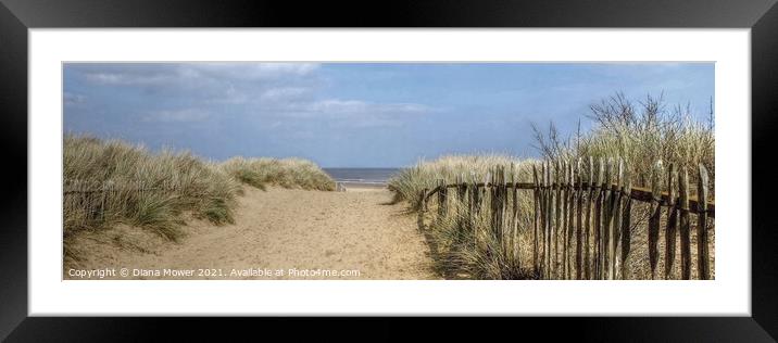 Mablethorpe beach Path panoramic Framed Mounted Print by Diana Mower