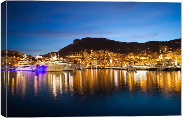 Monaco at Twilight Canvas Print by Artur Bogacki