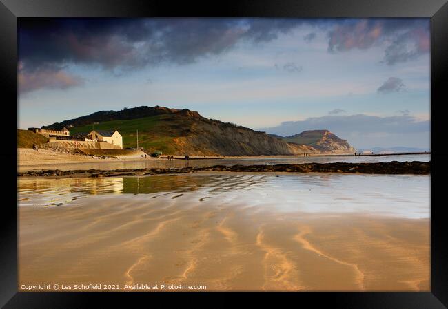 Charmouth View Dorset  Framed Print by Les Schofield