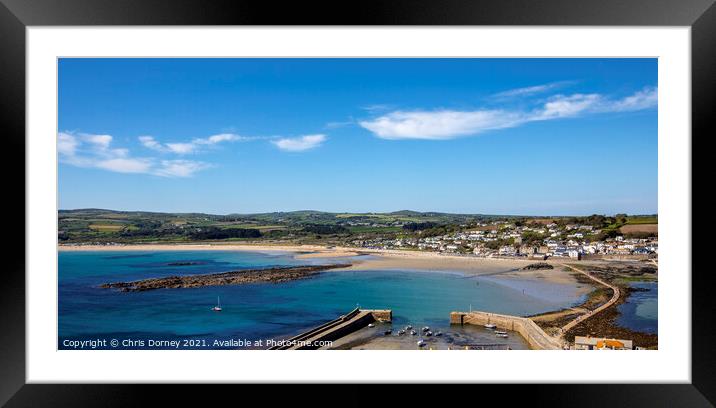 View from the Castle at St. Michaels Mount in Cornwall, UK Framed Mounted Print by Chris Dorney