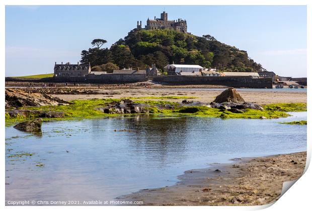 View Across Mounts Bay to St. Michaels Mount in Cornwall, UK Print by Chris Dorney