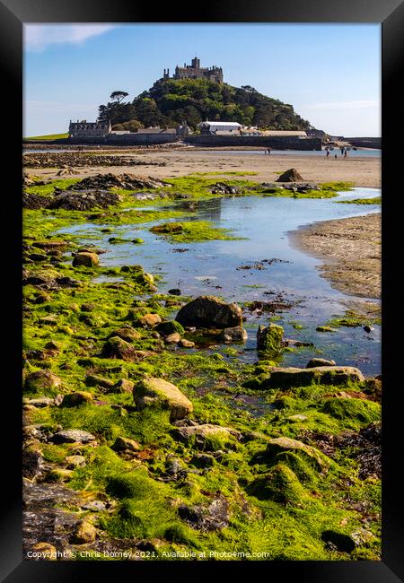 View Across Mounts Bay to St. Michaels Mount in Cornwall, UK Framed Print by Chris Dorney