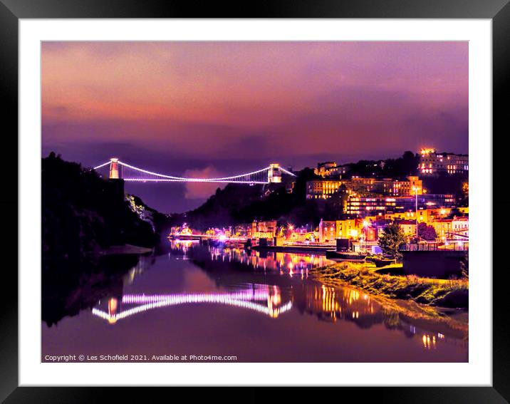 Clifton Suspension bridge Bristol  Framed Mounted Print by Les Schofield
