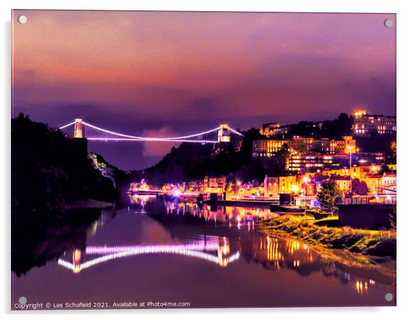 Clifton Suspension bridge Bristol  Acrylic by Les Schofield
