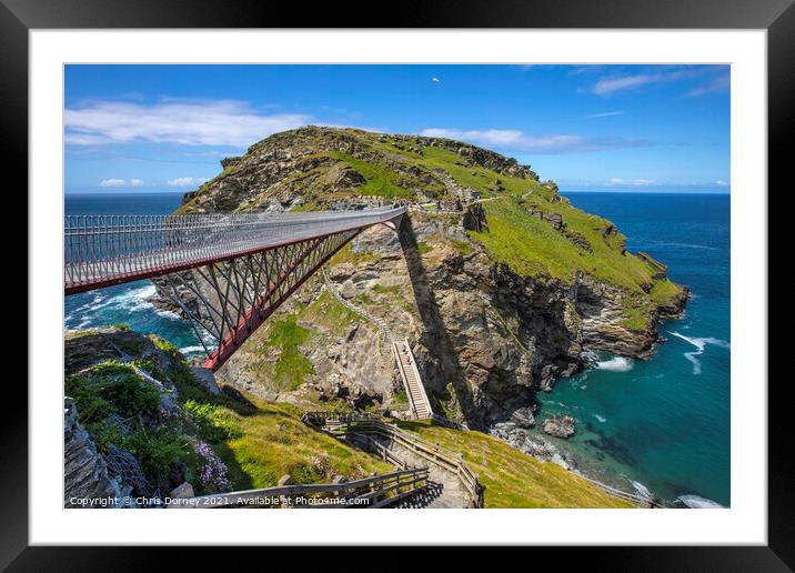 Bridge at Tintagel Castle in Cornwall, UK Framed Mounted Print by Chris Dorney