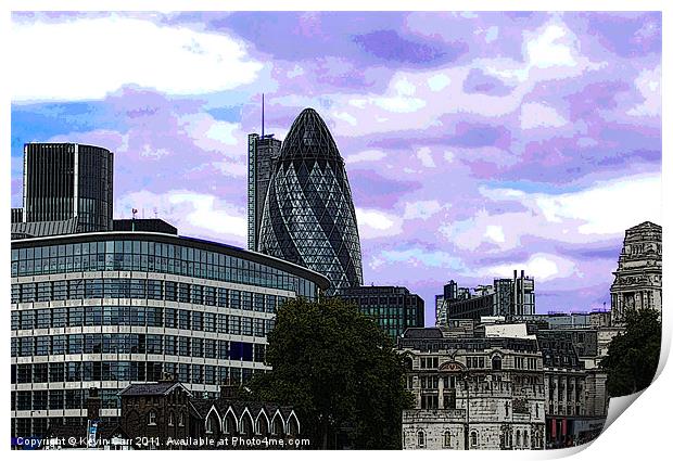 London Cityscape with Gherkin Print by Kevin Carr
