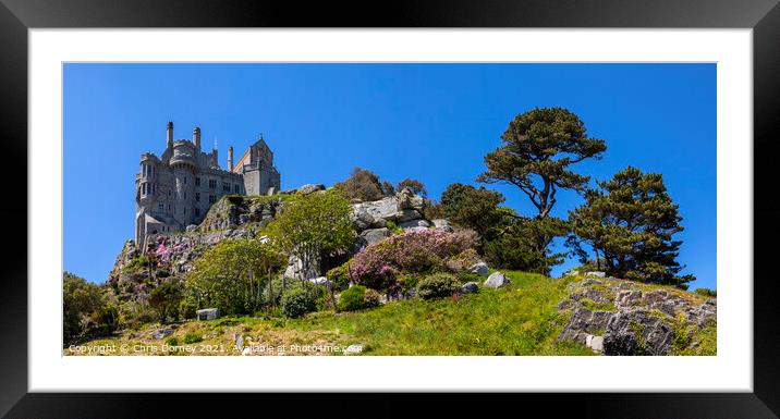 Castle and Gardens at St. Michaels Mount in Cornwall, UK Framed Mounted Print by Chris Dorney