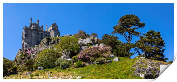 Castle and Gardens at St. Michaels Mount in Cornwall, UK Print by Chris Dorney