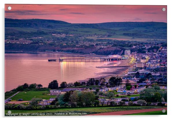 Sandown Bay At Night Acrylic by Wight Landscapes