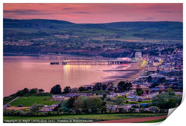 Sandown Bay At Night Print by Wight Landscapes
