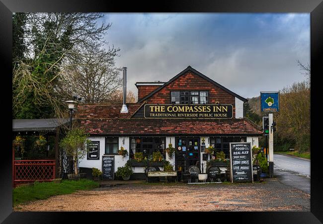 The Compass Inn Traditional English Riverside Pub Framed Print by Dave Williams