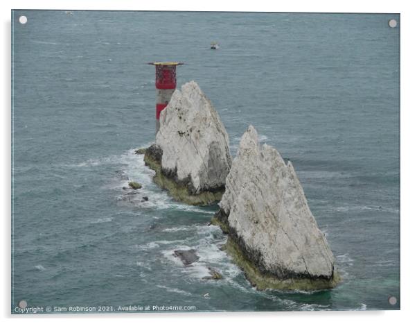 The Needles from above, Isle of Wight Acrylic by Sam Robinson
