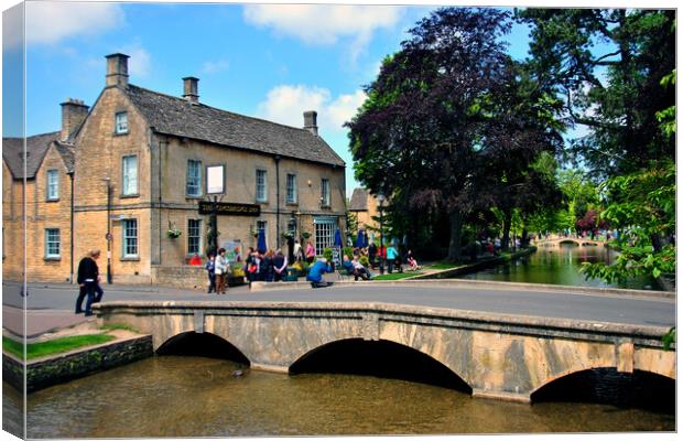 Bourton on the Water Kingsbridge Inn Cotswolds Gloucestershire Canvas Print by Andy Evans Photos