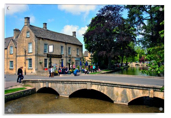Bourton on the Water Kingsbridge Inn Cotswolds Gloucestershire Acrylic by Andy Evans Photos