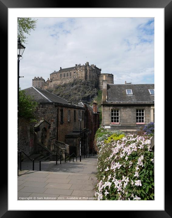 Edinburgh Castle & Vennel Steps Framed Mounted Print by Sam Robinson