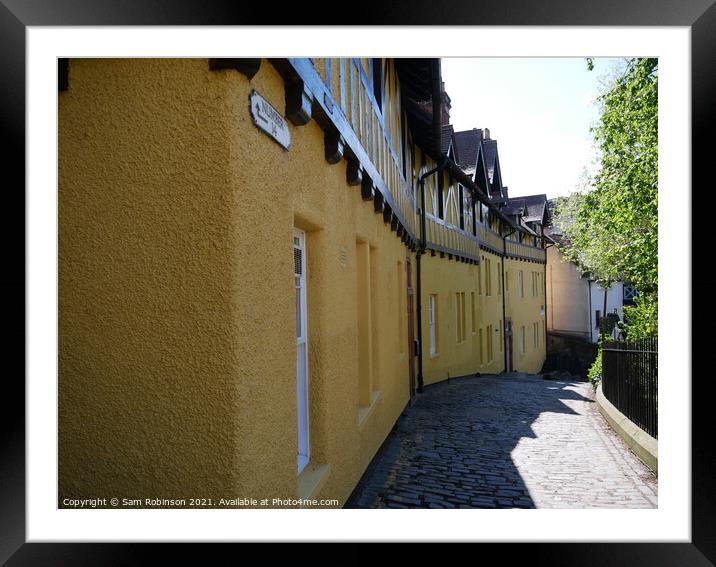 Yellow Houses, Water of Leith Walkway, Edinburgh Framed Mounted Print by Sam Robinson