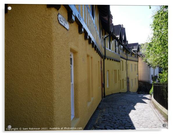 Yellow Houses, Water of Leith Walkway, Edinburgh Acrylic by Sam Robinson