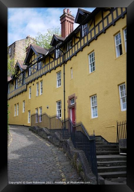 Yellow Houses, Water of Leith, Edinburgh Framed Print by Sam Robinson