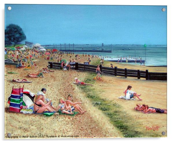 Artwork in oils of Leigh Beach, Essex, 2003, by Peter Bolton. Acrylic by Peter Bolton