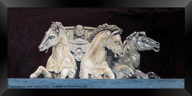 Painting of Florentine horses by Peter Bolton.  Framed Print by Peter Bolton