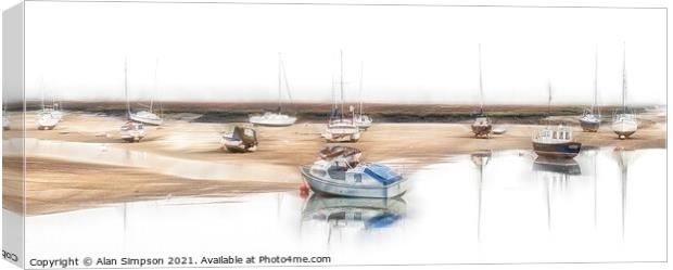 Burnham Overy Staithe Boats Canvas Print by Alan Simpson