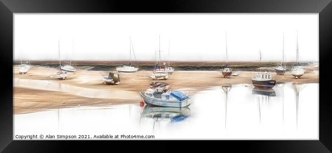 Burnham Overy Staithe Boats Framed Print by Alan Simpson