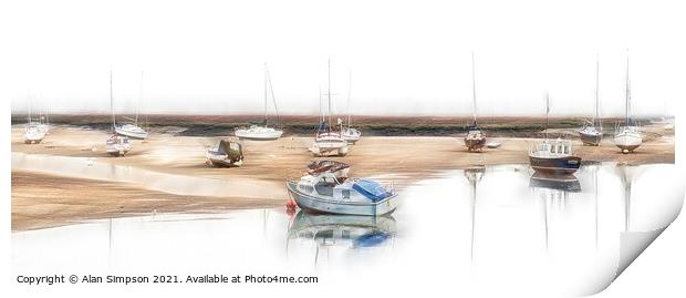 Burnham Overy Staithe Boats Print by Alan Simpson