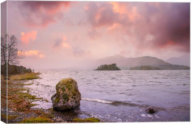 Autumnal Twilight at Derwent Water Canvas Print by David Tyrer