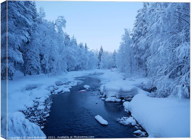 Frozen River, Finnish Lapland Canvas Print by Sam Robinson
