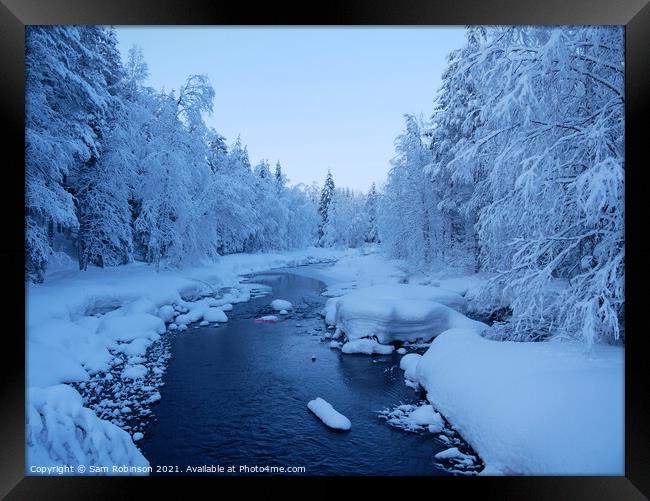 Frozen River, Finnish Lapland Framed Print by Sam Robinson