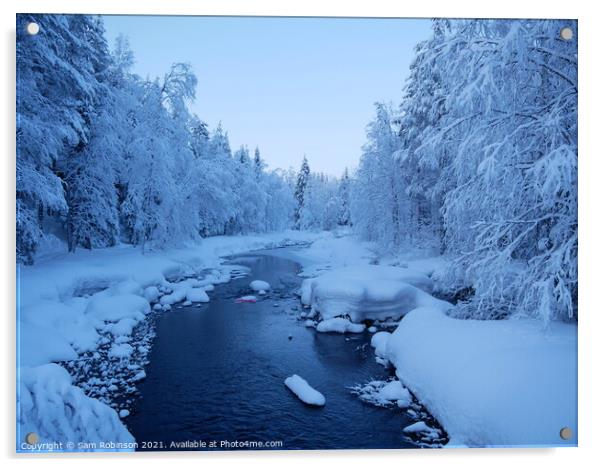 Frozen River, Finnish Lapland Acrylic by Sam Robinson