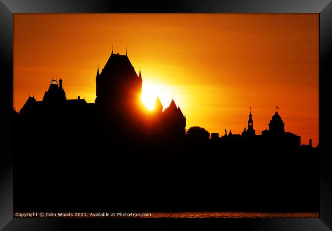 Silhouette of the Chateau Frontenac Framed Print by Colin Woods