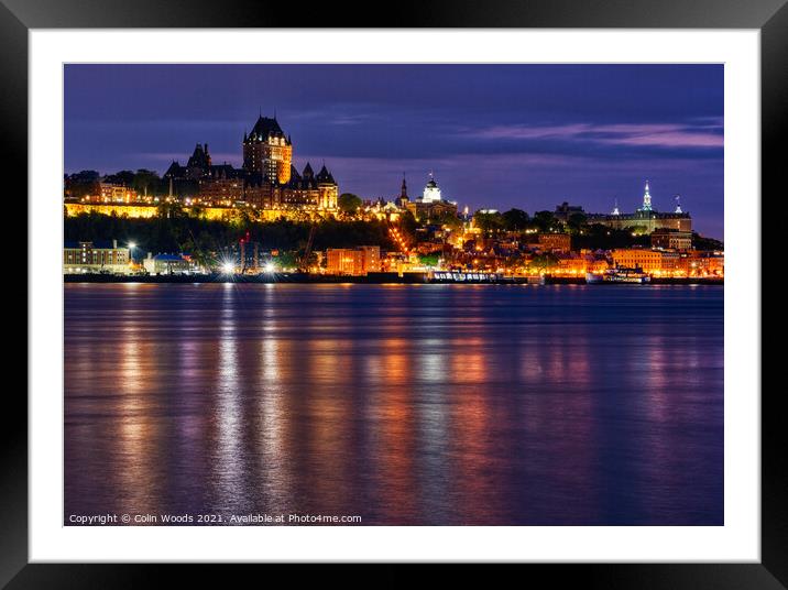 Quebec City skyline at night  Framed Mounted Print by Colin Woods