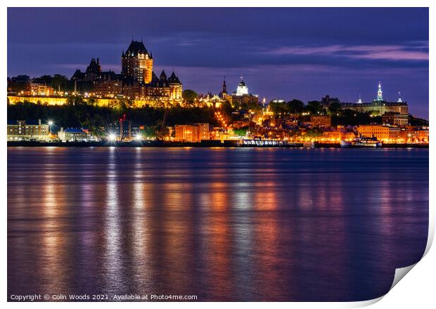 Quebec City skyline at night  Print by Colin Woods