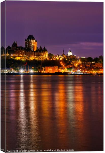 Quebec City skyline at night  Canvas Print by Colin Woods