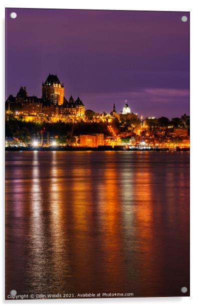 Quebec City skyline at night  Acrylic by Colin Woods