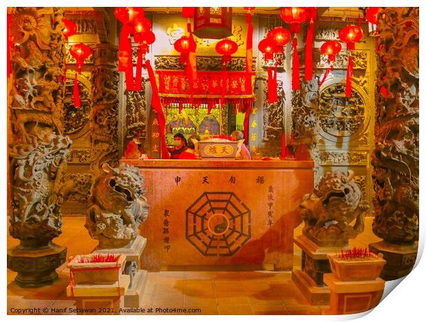 Hotel reception in ancient Chinese temple style. Print by Hanif Setiawan