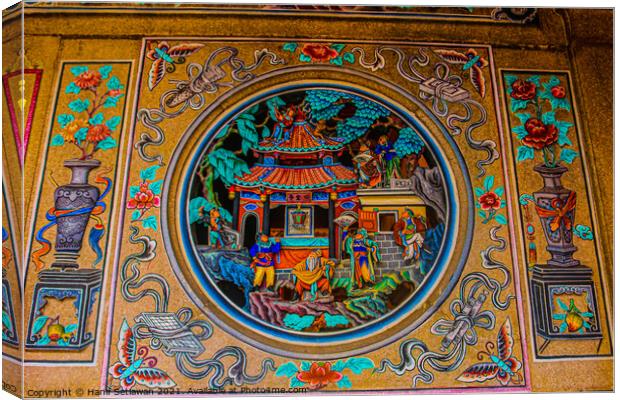 Decorative ornat at Thai Pak Koong Chinese Buddhis Canvas Print by Hanif Setiawan
