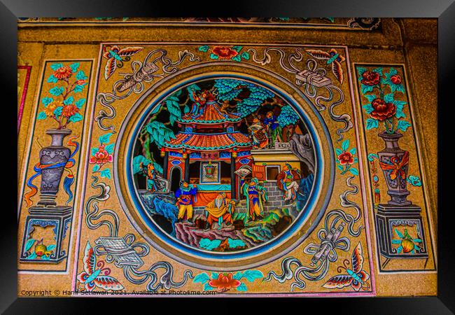 Decorative ornat at Thai Pak Koong Chinese Buddhis Framed Print by Hanif Setiawan