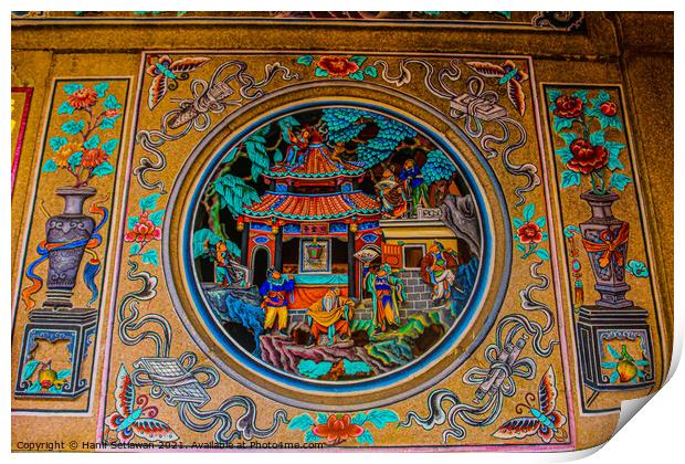 Decorative ornat at Thai Pak Koong Chinese Buddhis Print by Hanif Setiawan