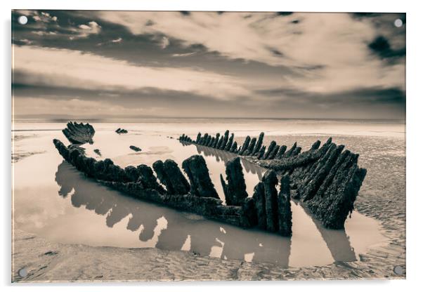 Wreck on Berrow Beach #1 Acrylic by David Jeffery
