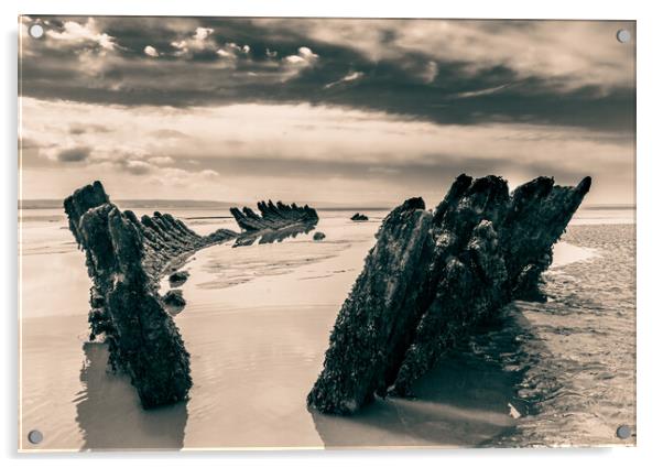 Wreck on Berrow Beach #2 Acrylic by David Jeffery