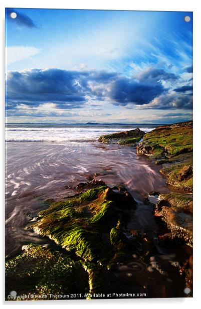 Green Rock Coast Acrylic by Keith Thorburn EFIAP/b