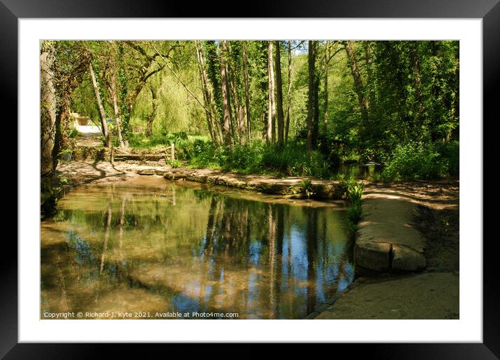 The River Windrush, Kineton North Ford, Cotswolds, Gloucestershire Framed Mounted Print by Richard J. Kyte