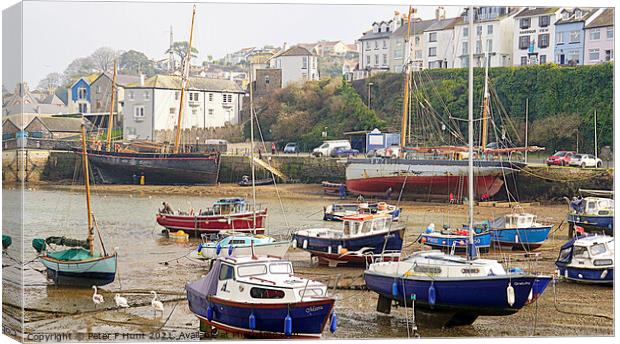 Low Tide In Brixham  Canvas Print by Peter F Hunt