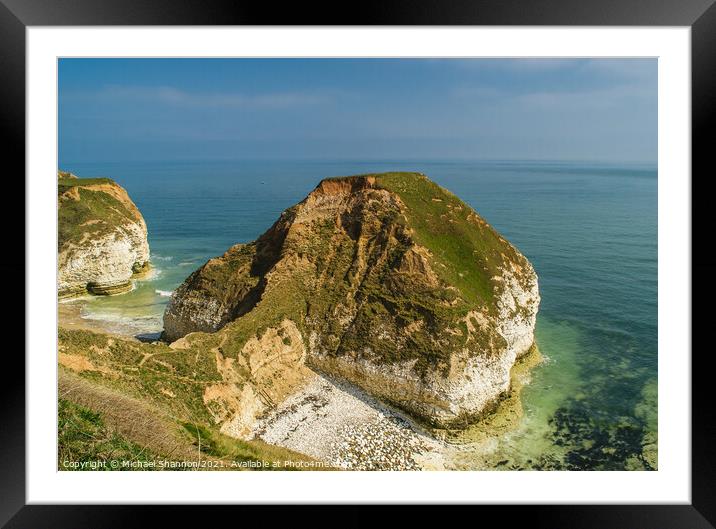 High Stacks, Flamborough Head Framed Mounted Print by Michael Shannon