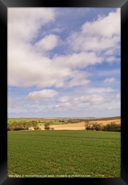 Yorkshire Wolds near Kirby Grindalythe Framed Print by Michael Shannon