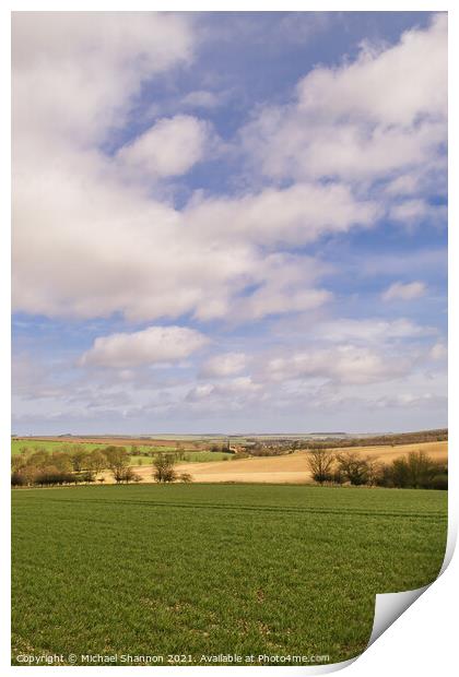 Yorkshire Wolds near Kirby Grindalythe Print by Michael Shannon