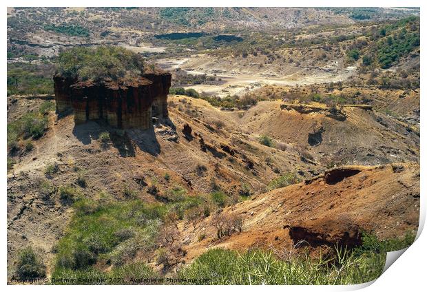 Olduvai Gorge Scenic View in Tanzania Print by Dietmar Rauscher